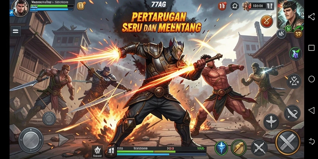 Tangkapan layar dari gameplay <strong>77AG</strong> menunjukkan aksi pertarungan yang intens.