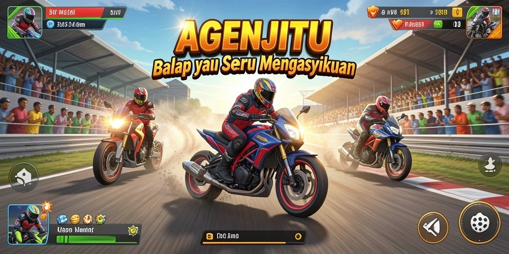Gameplay mendebarkan di AGENJITU dengan balapan yang penuh aksi.