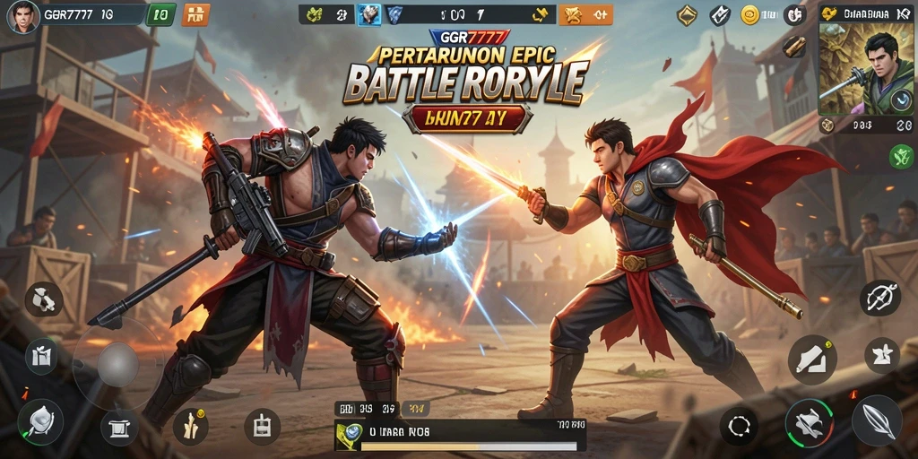 Screenshot GGR7777 menampilkan aksi intens dalam pertempuran Battle Royale.