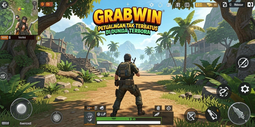 Tampilan gameplay <strong>GRABWIN</strong> yang memukau di dunia terbuka.