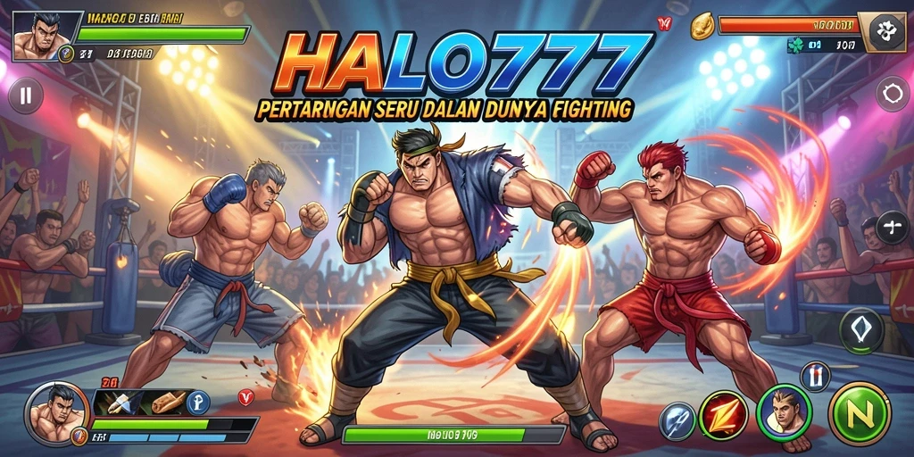 Tangkapan layar utama HALO777 menampilkan aksi bertarung yang seru dan mendebarkan.