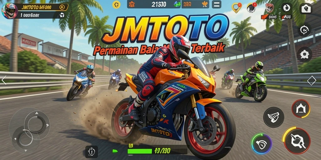 Tampilan gameplay mendebarkan dari JMTOTO balap motor.