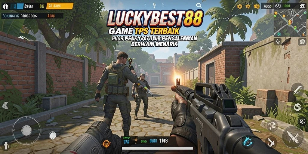 Tampilan gameplay intens dari LUCKYBEST88 dalam pertarungan TPS.