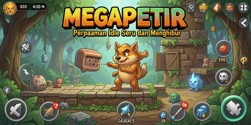 Tampilan gameplay MEGAPETIR dengan aksi Idle yang seru.
