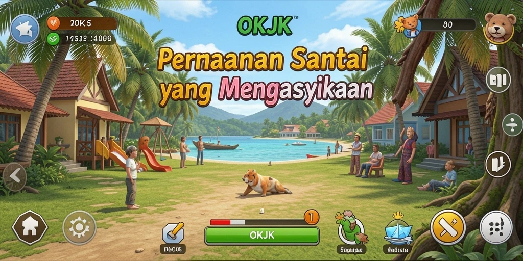 Screenshot gameplay OKJK, menunjukkan tantangan yang seru dan grafis menawan.