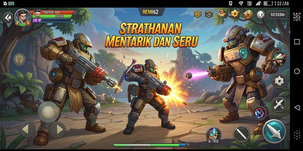 Tampilan gameplay seru dari REMI62 dengan strategi Tower Defense yang menantang.