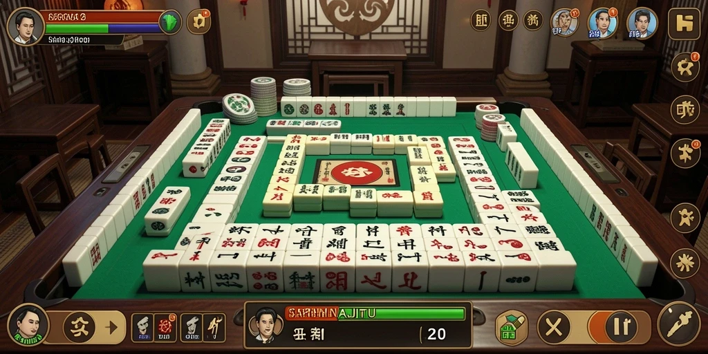 Tampilan gameplay SARANAJITU yang menantang di Mahjong.