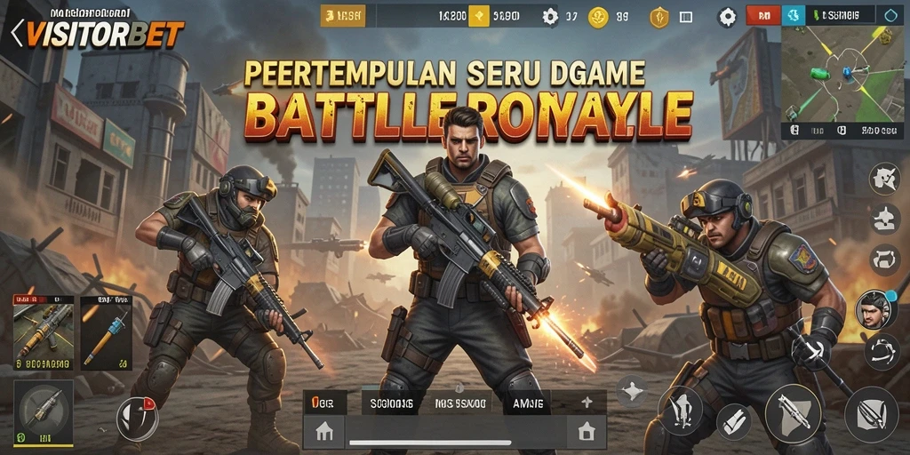 Tangkapan layar utama yang menunjukkan aksi intens dalam <strong>VISITORBET</strong> saat bermain Battle Royale.